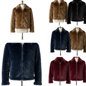 Color options available for the men's fur faux jacket collection.