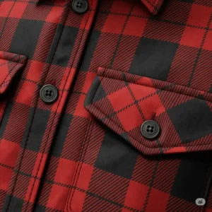Close-up illustration highlighting the classic plaid pattern and soft texture of a durable flannel shirt jacket.