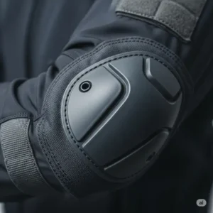 Close-up view of CE-approved armor for enhanced protection in a women's motorcycle jacket.