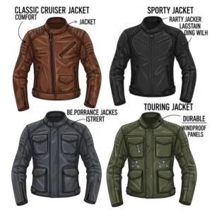 Comparison of popular women's motorcycle jacket styles, including cruiser, sport, and touring options.