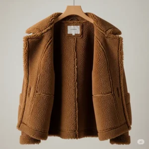 A collection of various styles of brown shearling jackets, including bomber and aviator designs, highlighting their versatility.