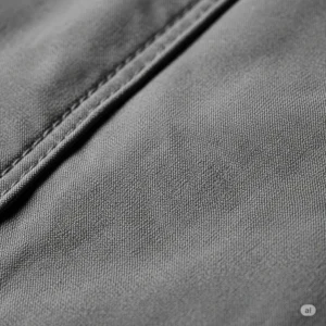 Close-up of a high-quality grayscale jacket fabric, highlighting its unique texture and durability.