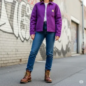 Swatch displaying the unique shade of the purple Carhartt jacket, among other available Carhartt colors.
