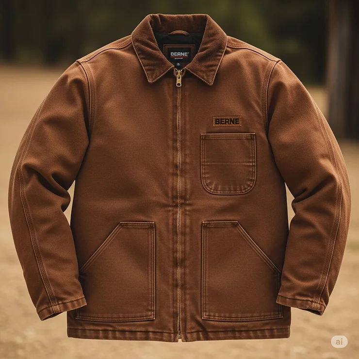 Classic brown duck Berne jacket, a popular and reliable choice for work and outdoor activities.