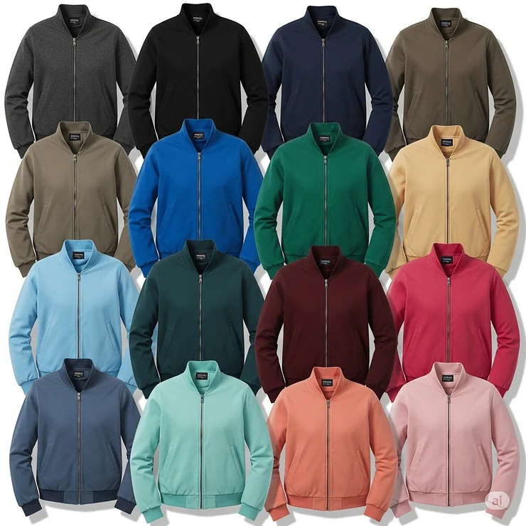 Array of Harriton jacket color options, displaying the diverse range of shades available to suit various personal styles.
