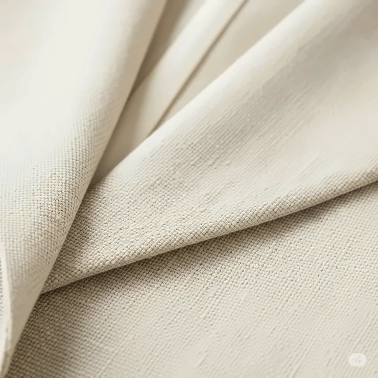 Close-up of the breathable, natural texture of a high-quality linen fabric used in women's jackets.