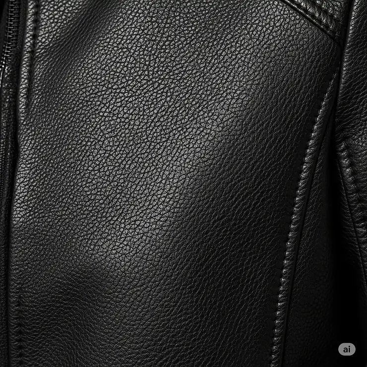 Close-up detail of the premium faux leather texture on a vixen jacket, highlighting its quality craftsmanship.