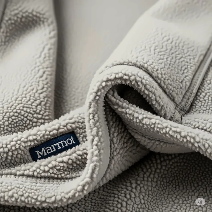 The soft, comfortable inner lining of a Marmot fleece jacket, perfect for layering on cold days.