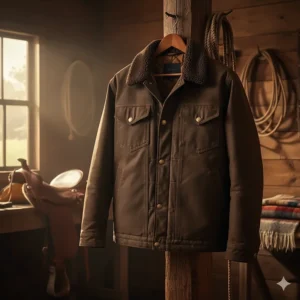 Warm, quilted-lined mens cowboy jacket suitable for winter, offering both durability and insulation.