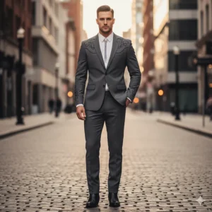 A modern, slim-fit style of a cowboy suit jacket, updated for contemporary fashion.