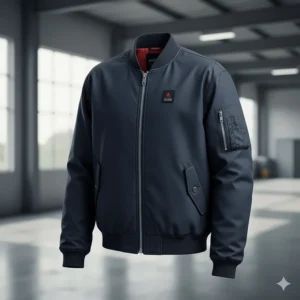 Casual style fire-resistant bomber jacket for lightweight protection and comfort in less intense industrial settings.