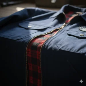 Cross-section illustration of the quilted inner lining for an insulated mechanic jacket, providing warmth and comfort.