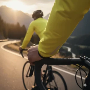 Close-up of the elastic cuffs and silicone gripper at the hem, keeping the cycling wind jacket securely in place.