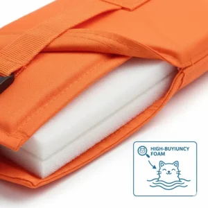 High-quality, buoyant foam material inside a cat life jacket designed to keep a cat safe and afloat.