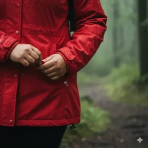 Adjustable hook-and-loop cuffs and drawstring hem to seal out wind and moisture on the comfortable plus size outerwear.