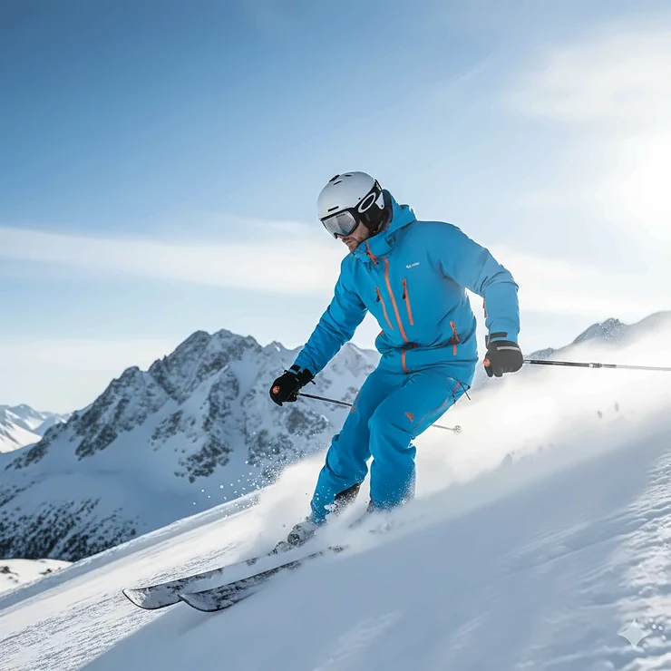 Waterproof snow jacket for men in blue, showcasing a durable, windproof design suitable for skiing and snowboarding.