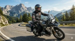 Illustration showing airflow patterns through a mesh hot weather riding jacket to keep the rider cool.