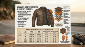 Technical drawing of the breathable water-resistant inner liner of a retro riding jacket.