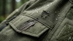 Close-up illustration of the ripstop fabric used in a military spec tactical jacket to prevent tears and abrasions.