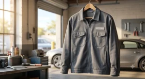 A lightweight and breathable auto mechanic jacket ideal for warm weather automotive shop environments.