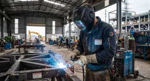A durable denim FR rated work jacket ideal for welding and electrical utility work environments.