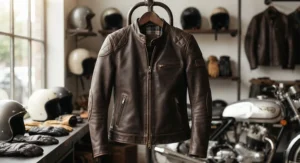 A stylish women's cafe racer leather jacket from a top leather racing jacket brand.