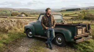 A heritage trucker silhouette representing the best denim jacket men outdoor look