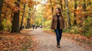 Fall outfit featuring a brown suede classic bomber jacket men styling for autumn