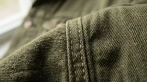 A close-up view highlighting the mid-weight jacket fabric of the best fall jacket men.