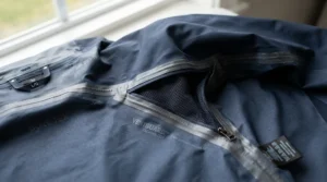 Interior view showing breathable windbreaker mesh lining inside a lightweight windbreaker men coat.