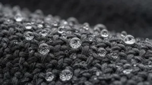 Close up of ultralight fabric denier weave on a lightweight windbreaker men garment.
