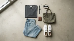 A stylish windbreaker outfit men can wear featuring a modern mens windbreaker jacket styled casually